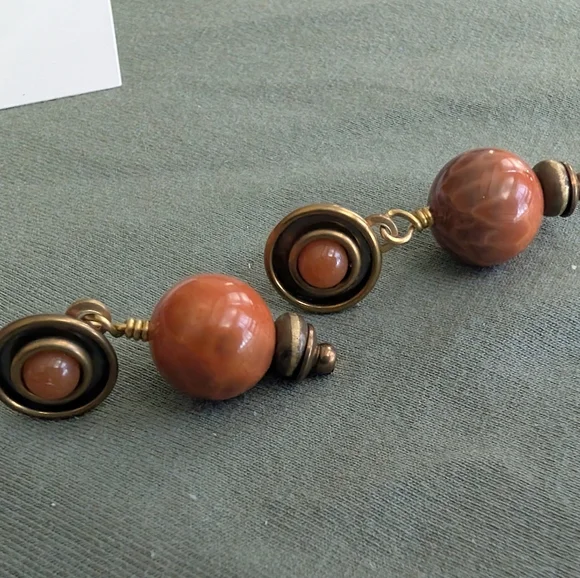 DesignerJan Michaels San Francisco Artisan Earring Pierced Dangle Natural Stones - Picture 2 of 6